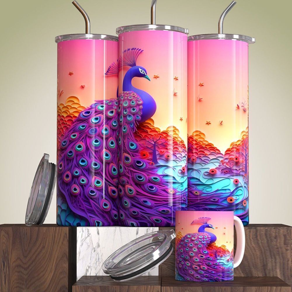 Peacock 20 OZ Skinny Tumbler (21)